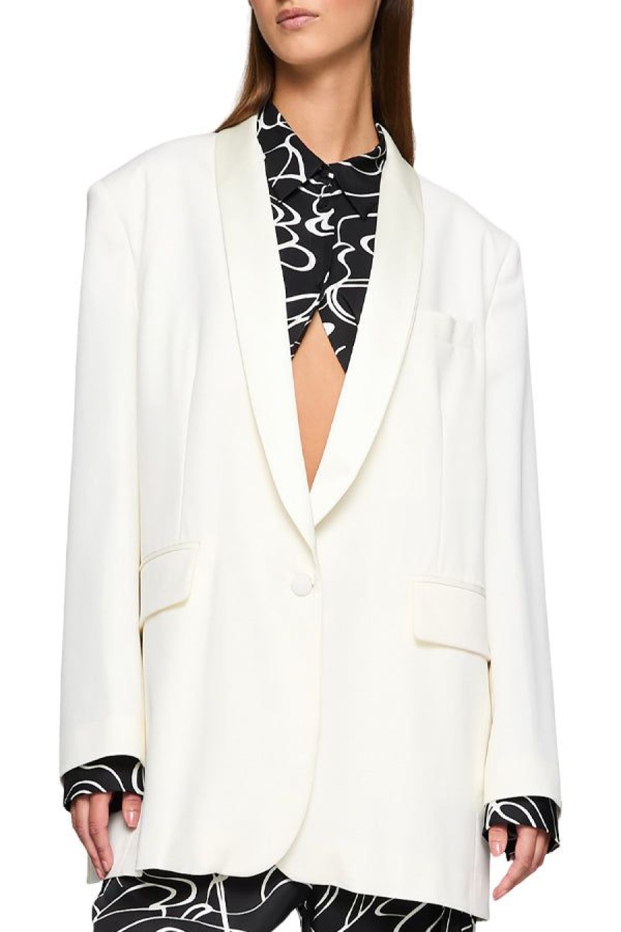 Abbigliamento DONDUP | Blazer Over In Gabardina Fresco Lana Stretch Bianco