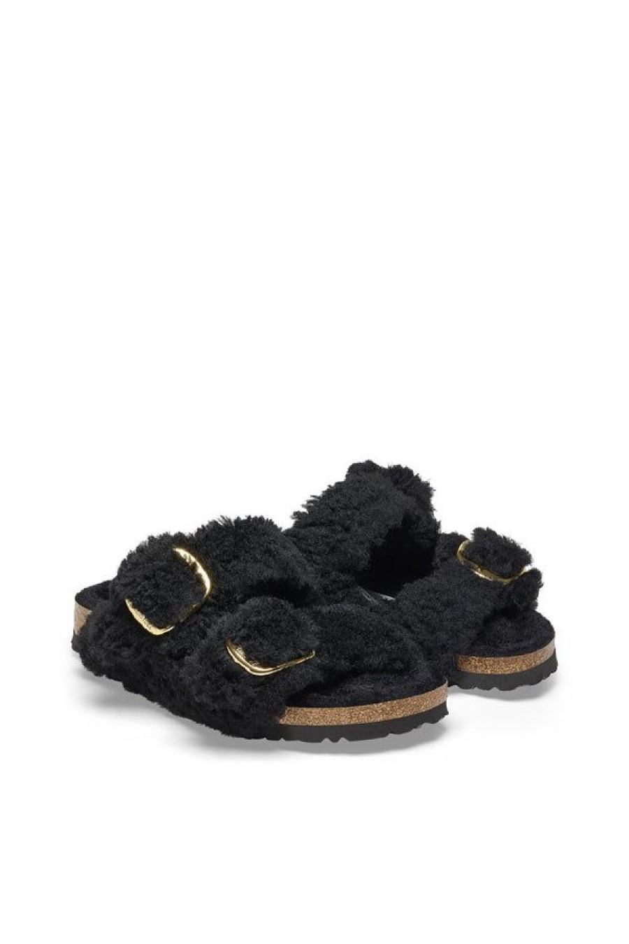 Calzature BIRKENSTOCK | Arizona Big Buckle Shearling Fur Teddy Black Gold