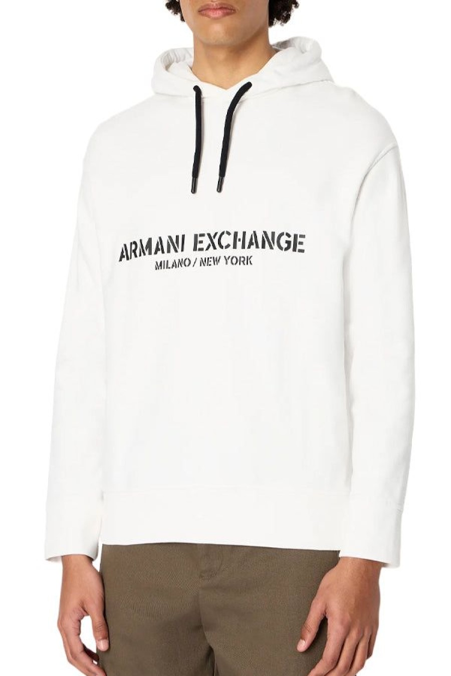 Abbigliamento ARMANI EXCHANGE | Felpa Con Cappuccio In Cotone French Terry Con Logo Off White