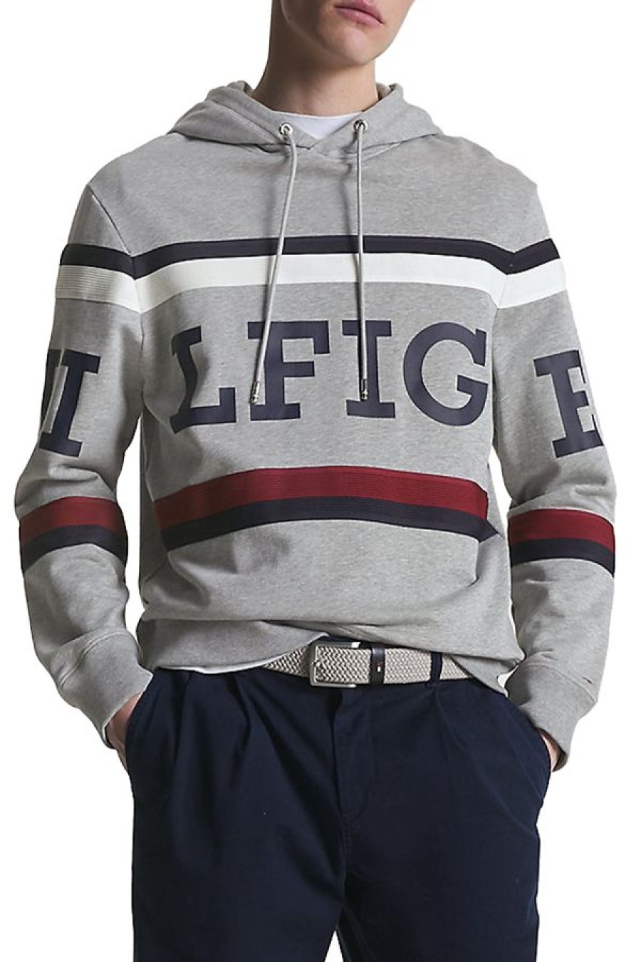 Abbigliamento TOMMY HILFIGER | Global Stripe Monotype Hoody Light Grey Heather