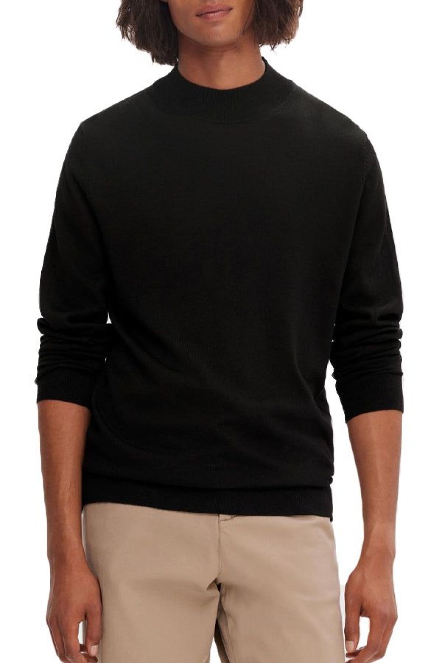 Abbigliamento SELECTED | Slhtown Merino Coolmax Knit Mock Black