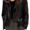 Abbigliamento SELECTED | Slfidun Short Leather Biker Jacket Black