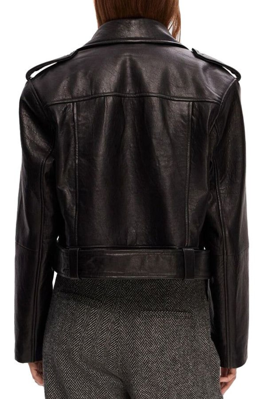 Abbigliamento SELECTED | Slfidun Short Leather Biker Jacket Black