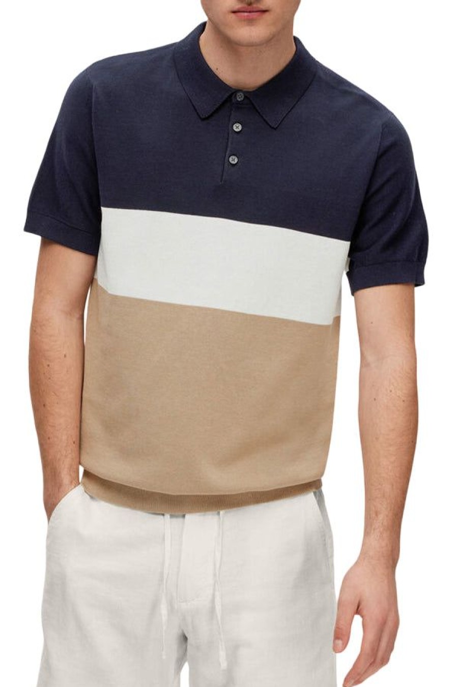 Abbigliamento SELECTED | Slhmattis Ss Knit Block Polo Sky Captain