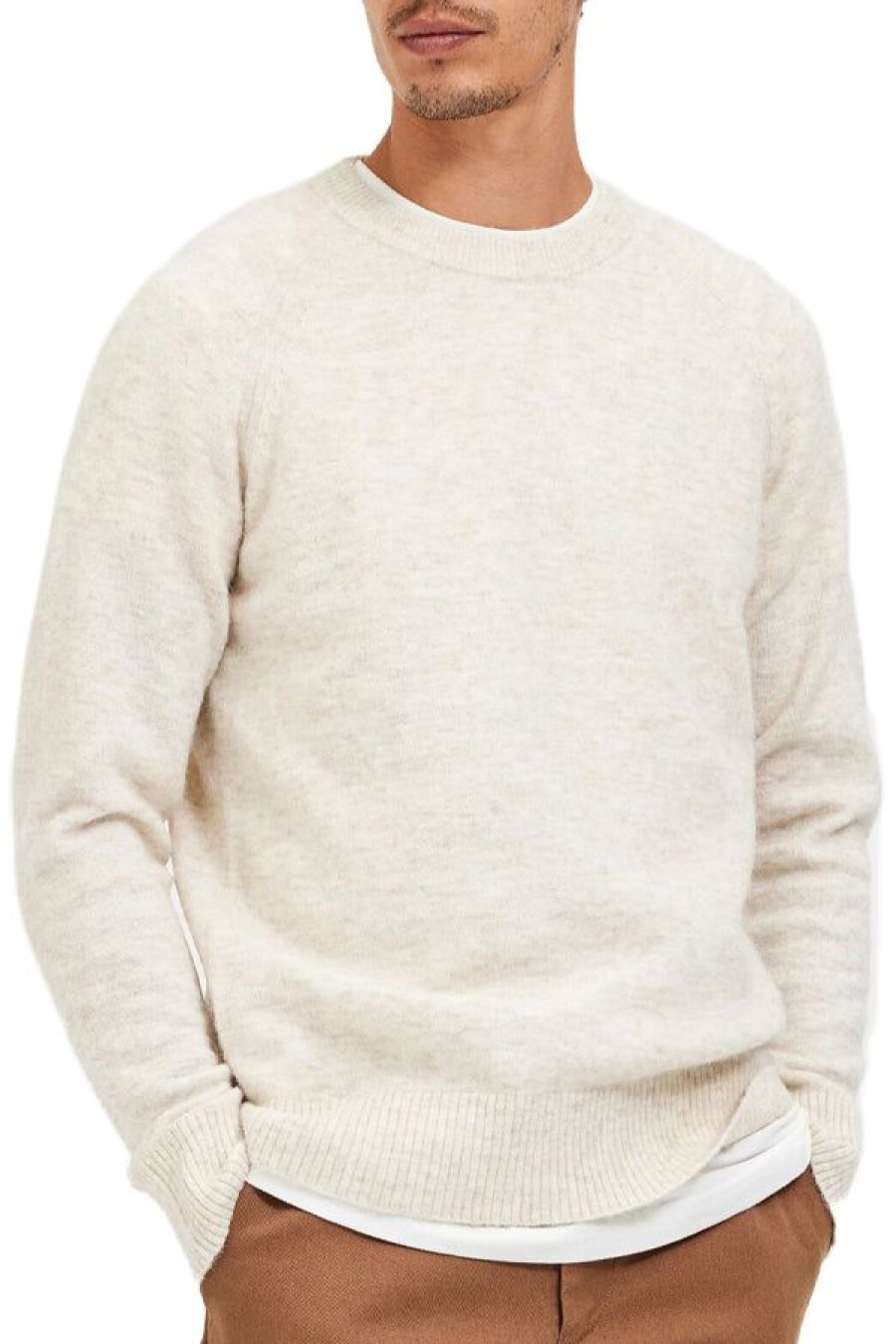 Abbigliamento SELECTED | Slhrai Ls Knit Crew Neck Oatmeal