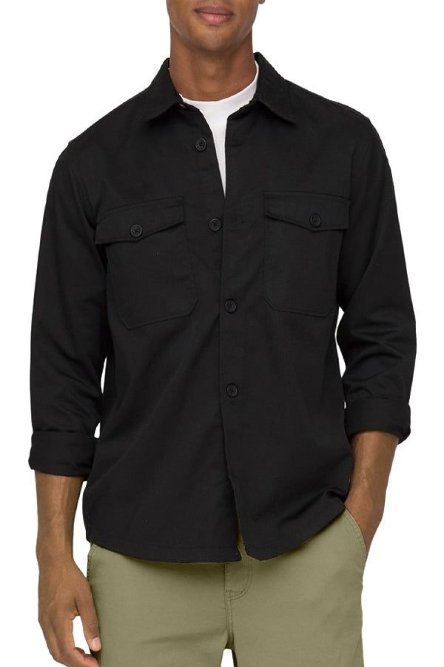 Abbigliamento ONLY & SONS | Onsmilo Ovr Mercerized Twill Ls Shirt Black