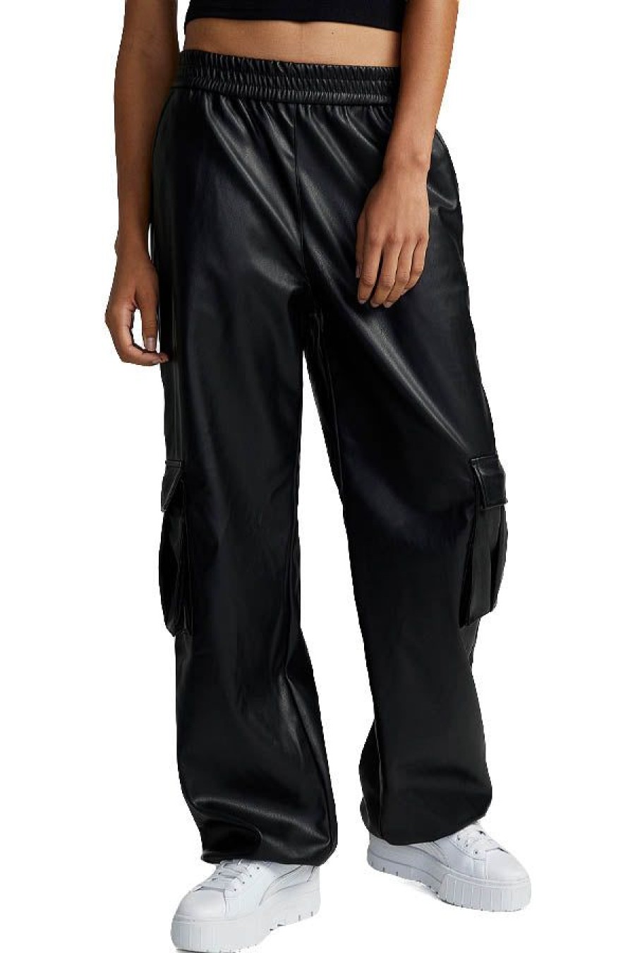 Abbigliamento ONLY | Heidi Faux Leather Trackpants Black