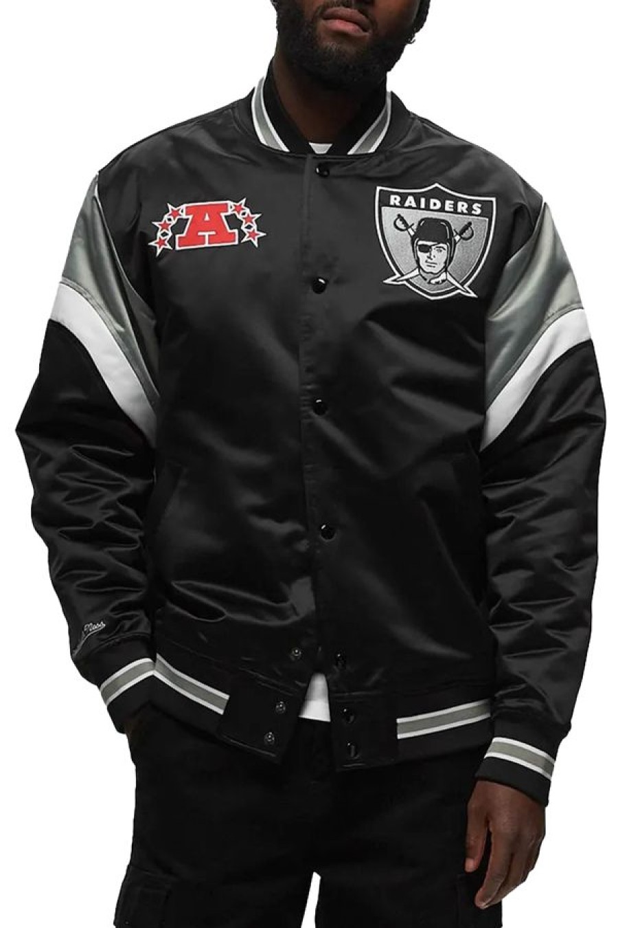 Abbigliamento MITCHELL & NESS | Nfl Heavyweight Satin Jacket Raiders Black