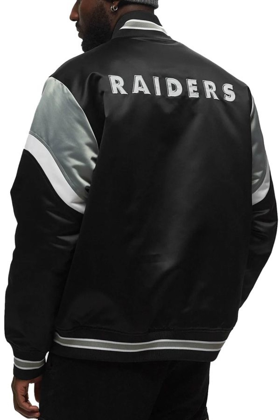 Abbigliamento MITCHELL & NESS | Nfl Heavyweight Satin Jacket Raiders Black