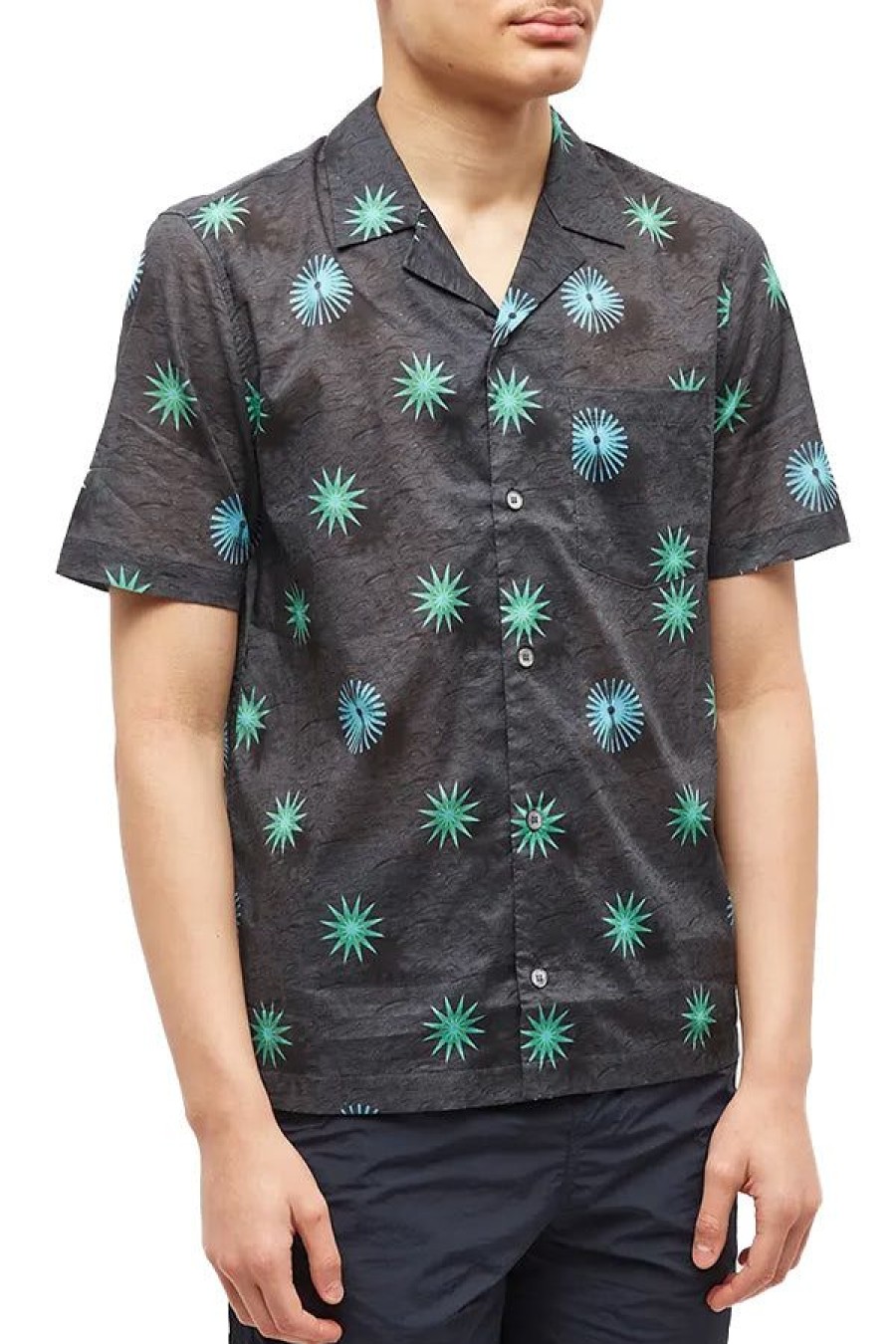 Abbigliamento WOOD WOOD | Brandon Abstract Beach Ss Shirt Navy Aop