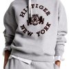 Abbigliamento TOMMY HILFIGER | Felpa College Con Cappuccio E Logo Floccato Light Grey Htr