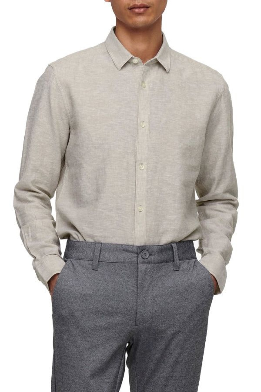 Abbigliamento ONLY & SONS | Onscaiden Ls Solid Linen Shirt Noos Chinchilla