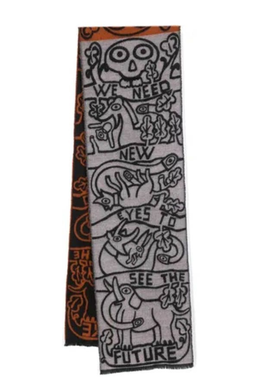 Accessori WALTER VAN BEIRENDONCK | New Eyes Scarf Single Comb. Iv Orange/Pink