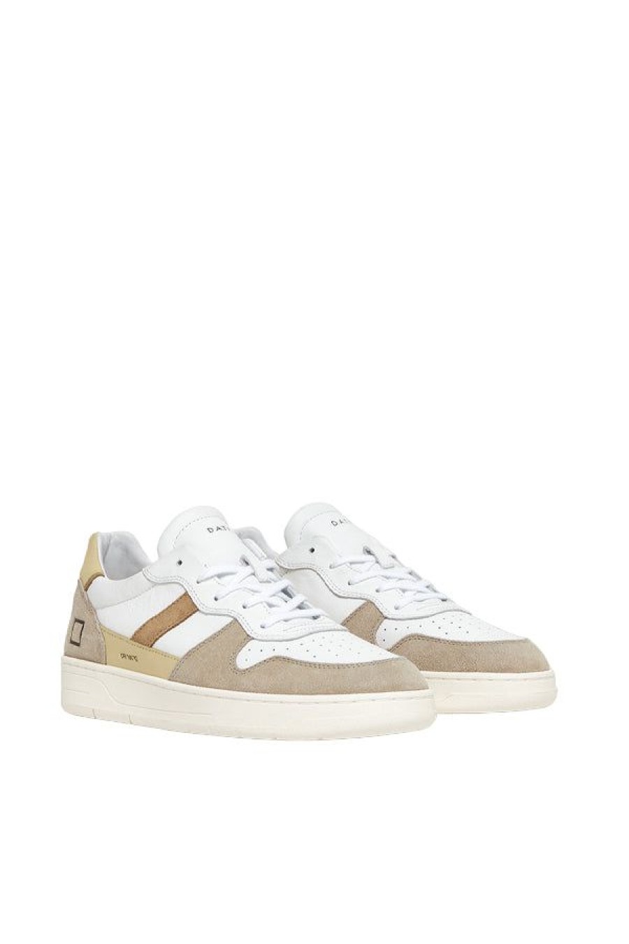 Calzature D.A.T.E. | Court 2.0 Vintage Calf White-Yellow