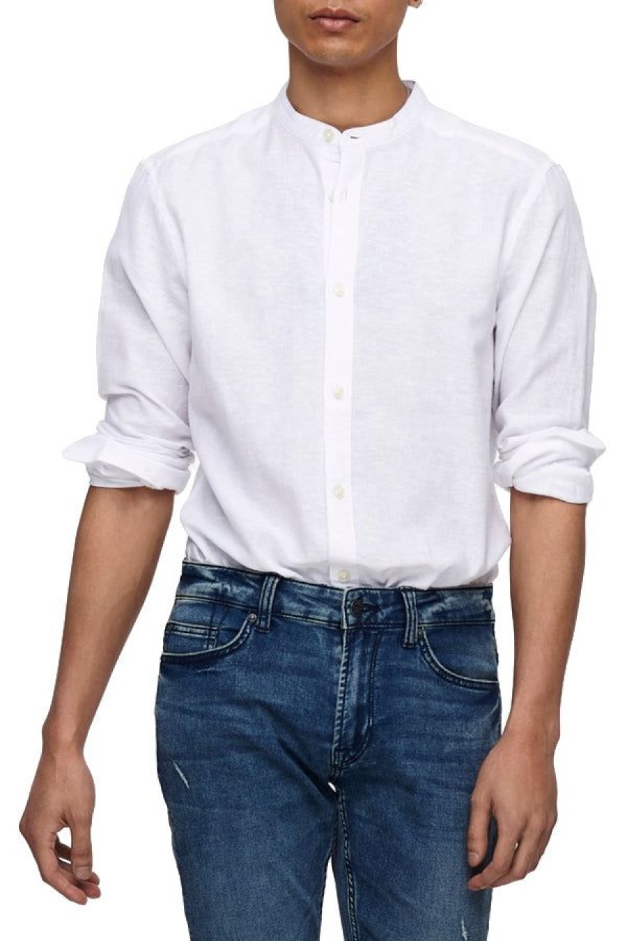 Abbigliamento ONLY & SONS | Onscaiden Ls Solid Linen Mao Shirt Noos White