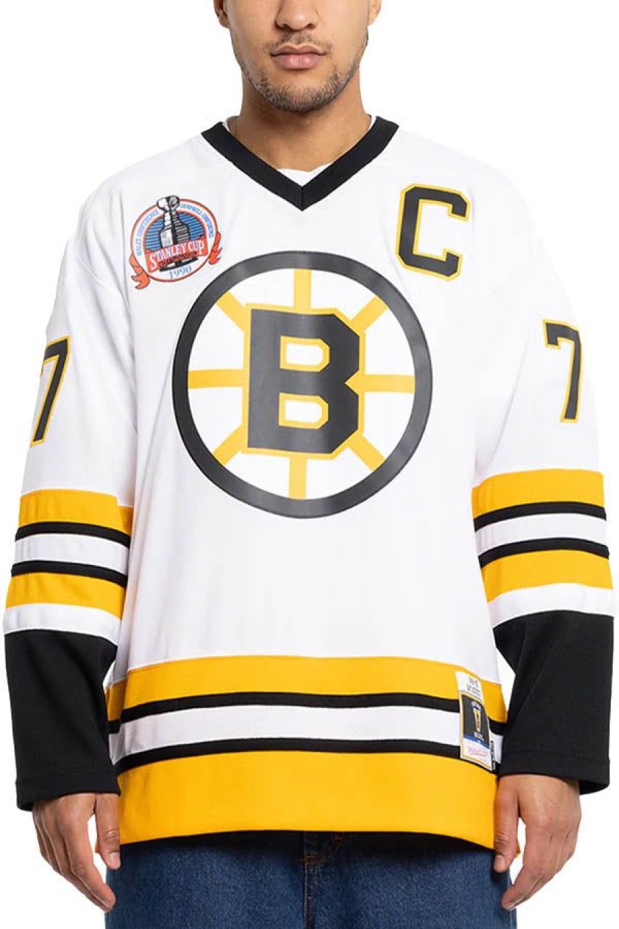 Abbigliamento MITCHELL & NESS | Blue Line Ray Bourque Boston Bruins White 1989 Jersey