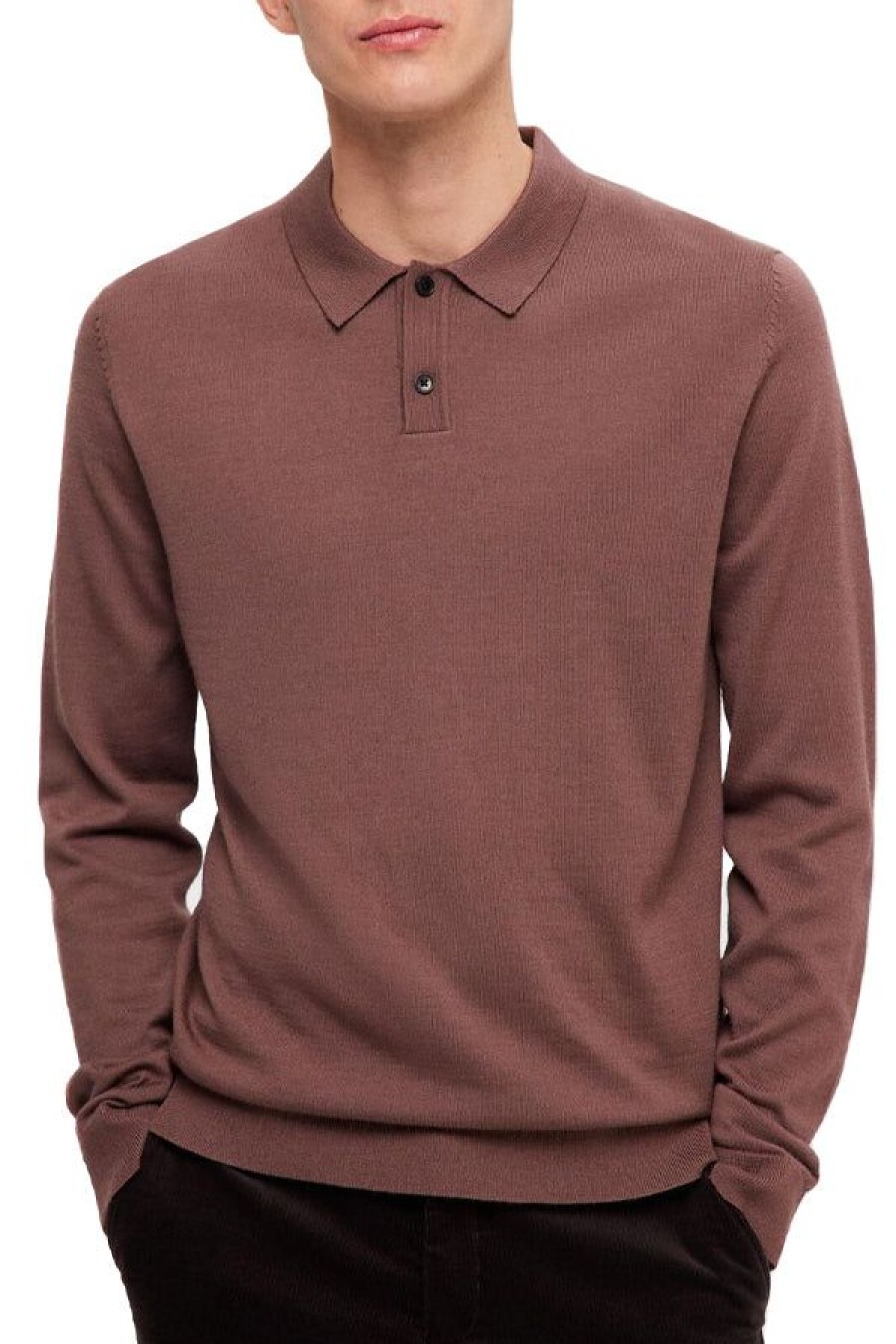 Abbigliamento SELECTED | Slhtown Merino Coolmax Knit Polo Peppercorn