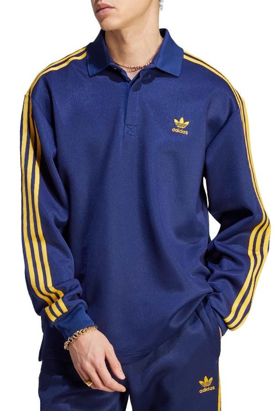 Abbigliamento ADIDAS | Adicolor Classics+ Long Sleeve Polo Shirt Dark Blue/Crew Yellow