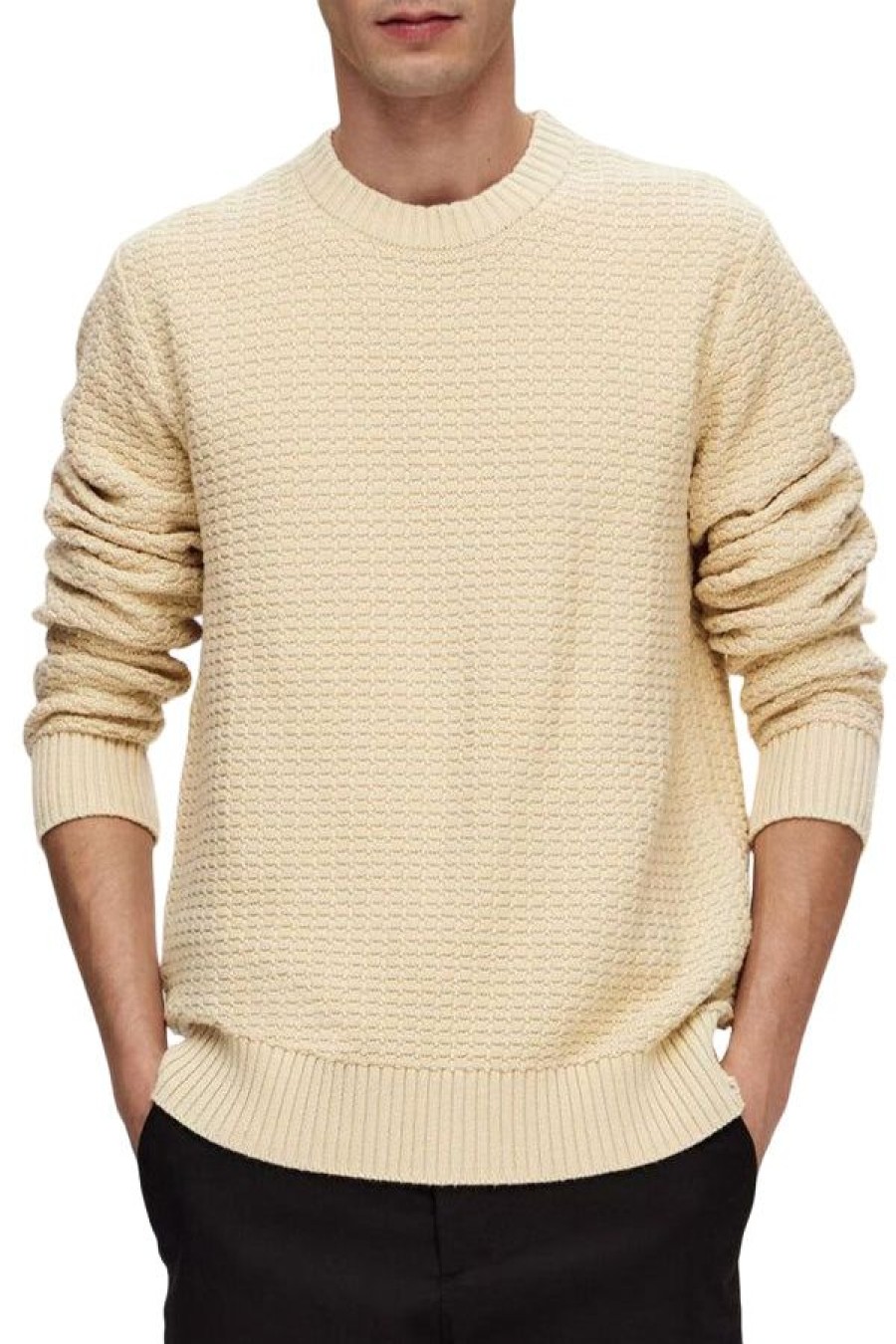 Abbigliamento SELECTED | Slhthim Ls Knit Structure Crew Neck Oatmeal