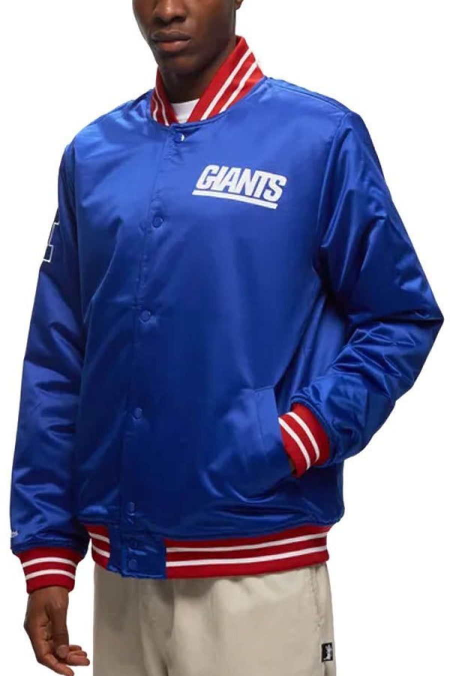 Abbigliamento MITCHELL & NESS | Nfl Heavyweight Satin Jacket New York Giants Royal