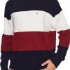 Abbigliamento TOMMY HILFIGER | Textured Colorblock Crew Neck Red White Blue Global Stripe