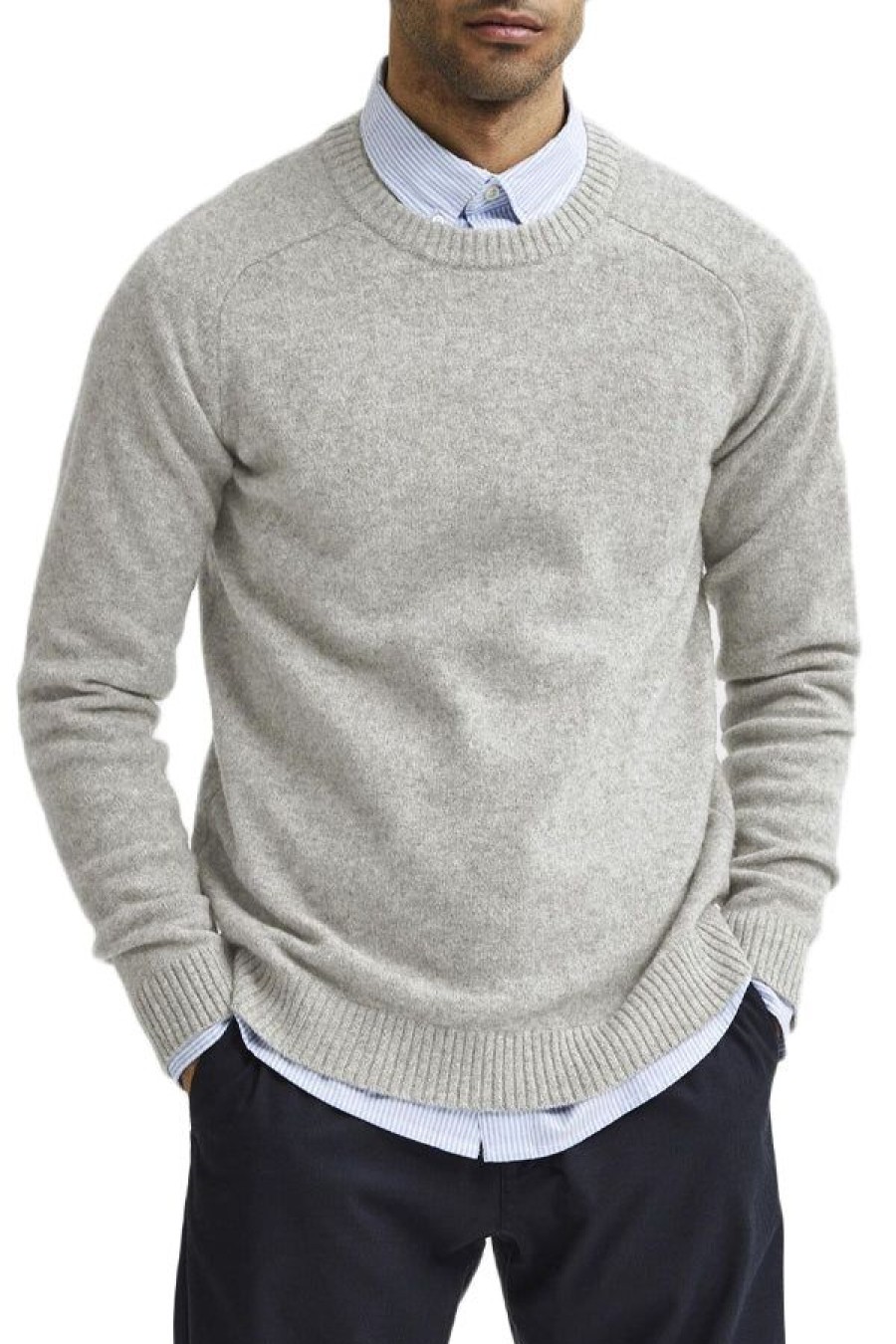 Abbigliamento SELECTED | Slhnewcoban Lambs Wool Crew Neck Medium Grey Melange