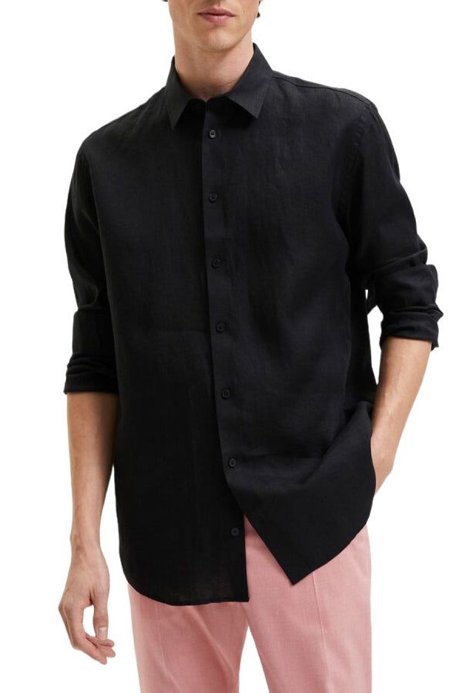 Abbigliamento SELECTED | Slhregkylian-Linen Shirt Ls B Black