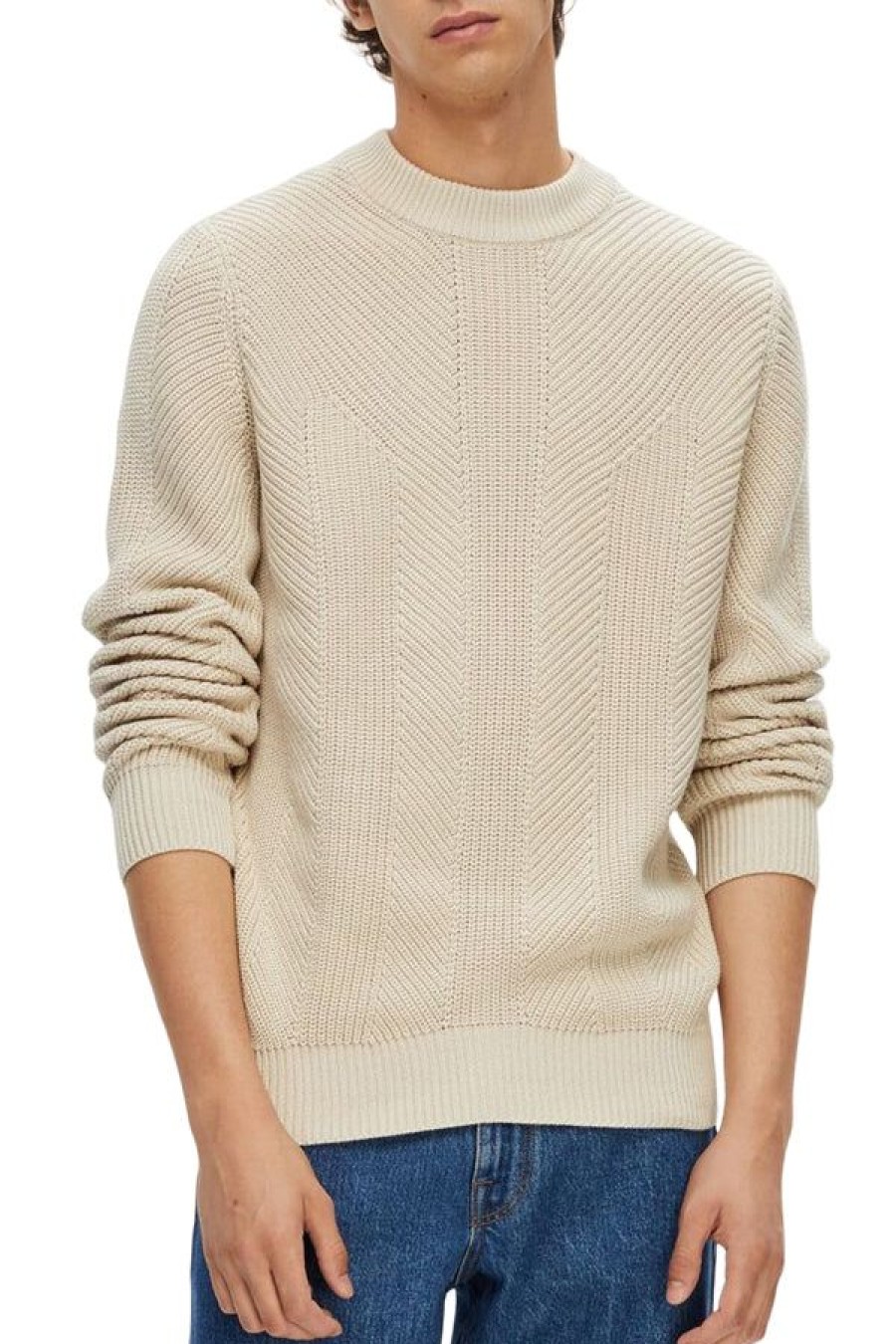 Abbigliamento SELECTED | Slhcarl Ls Knit Stu Crew Neck Oatmeal