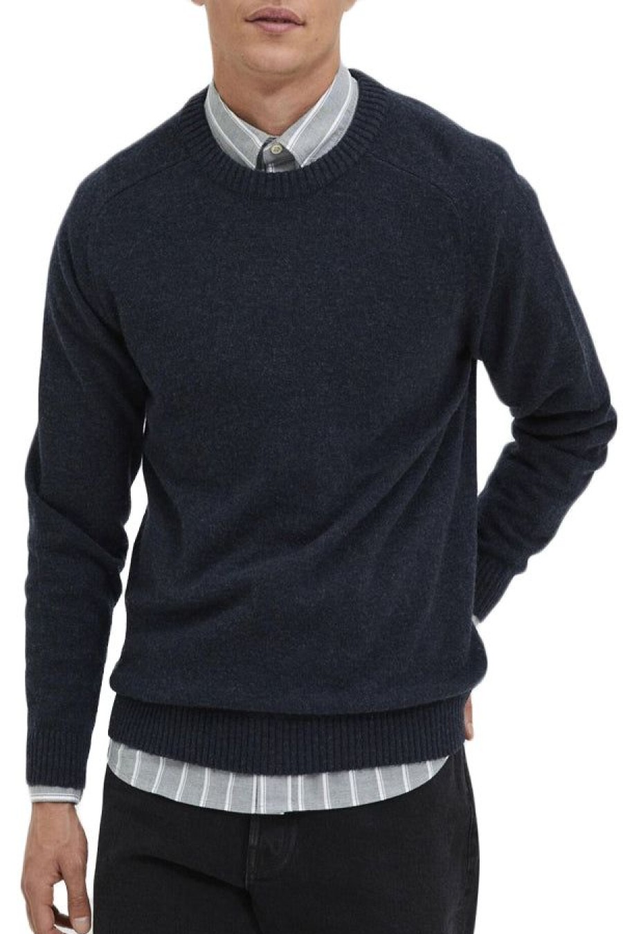 Abbigliamento SELECTED | Slhnewcoban Lambs Wool Crew Neck Dark Sapphire