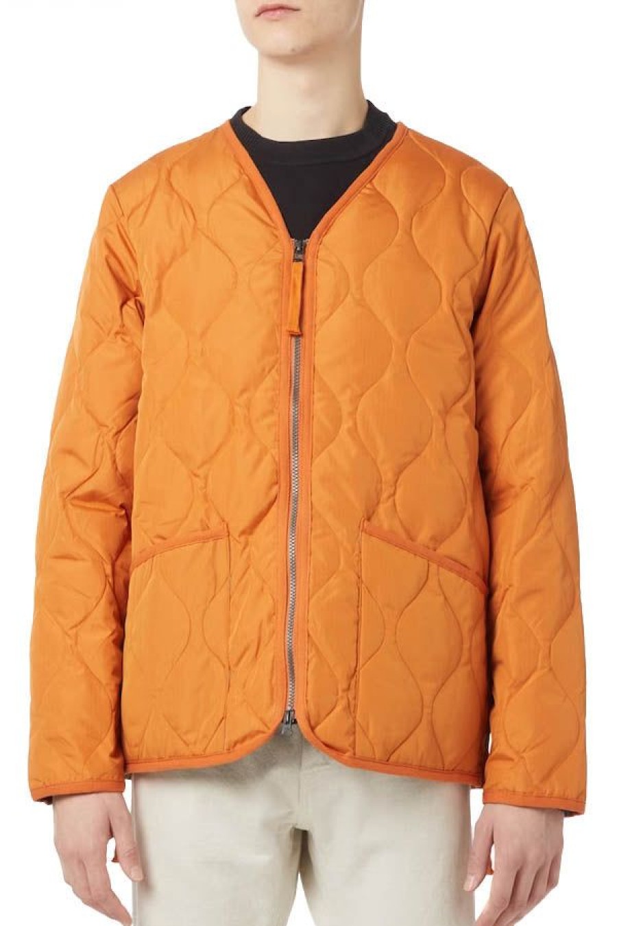 Abbigliamento TAION | Military Zip V Neck Down Jacket D.Orange