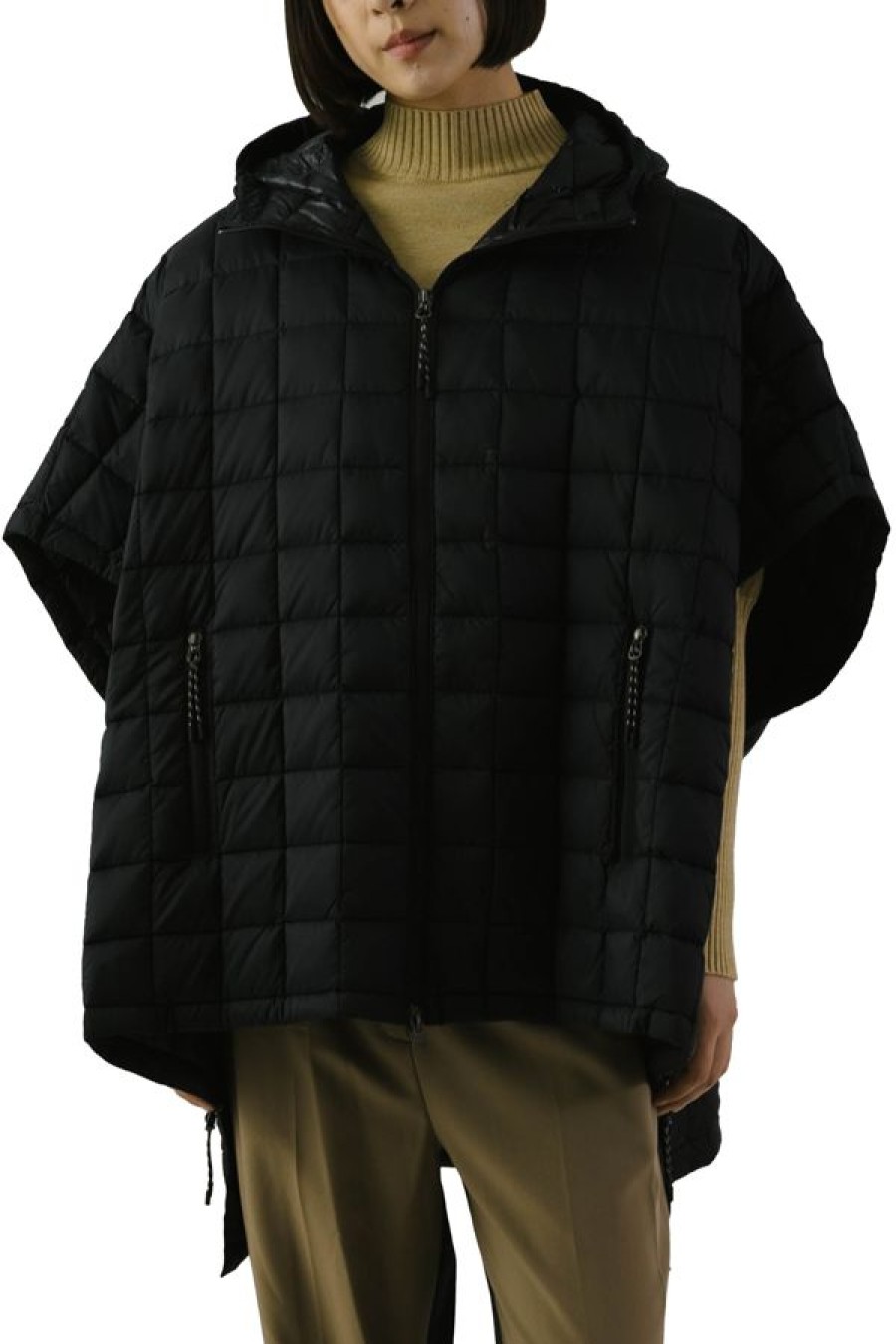 Abbigliamento TAION | Mountain Open Front Poncho Black