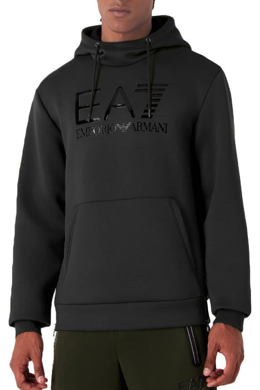 Abbigliamento EA7 | Felpa Con Cappuccio Logo Series In Tessuto Tecnico Stretch Black