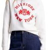 Abbigliamento TOMMY HILFIGER | Felpa College Con Cappuccio E Logo Floccato Ancient White