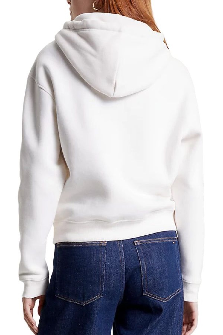 Abbigliamento TOMMY HILFIGER | Felpa College Con Cappuccio E Logo Floccato Ancient White