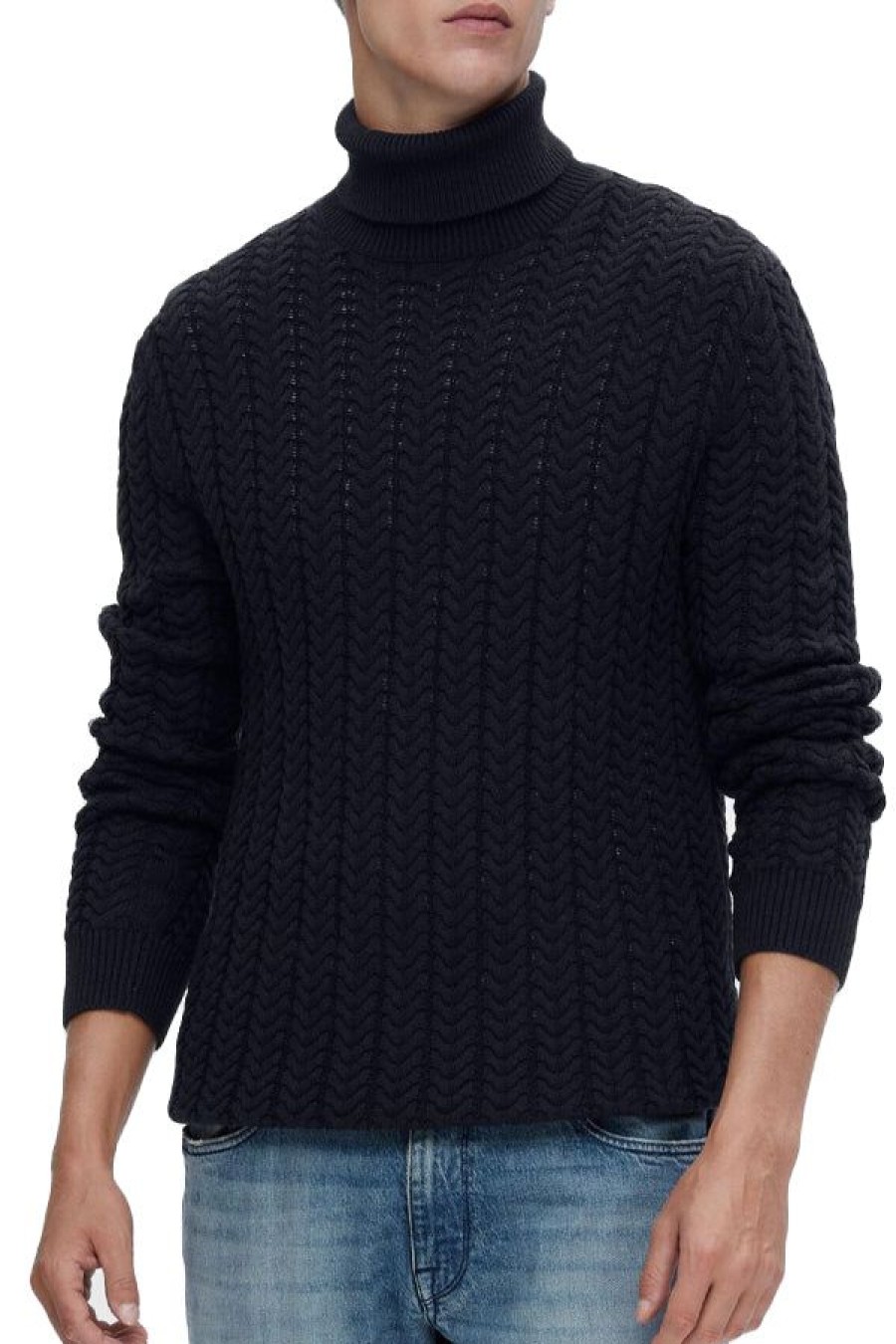 Abbigliamento SELECTED | Slhbrai Ls Knit Cable Roll Neck Sky Captain