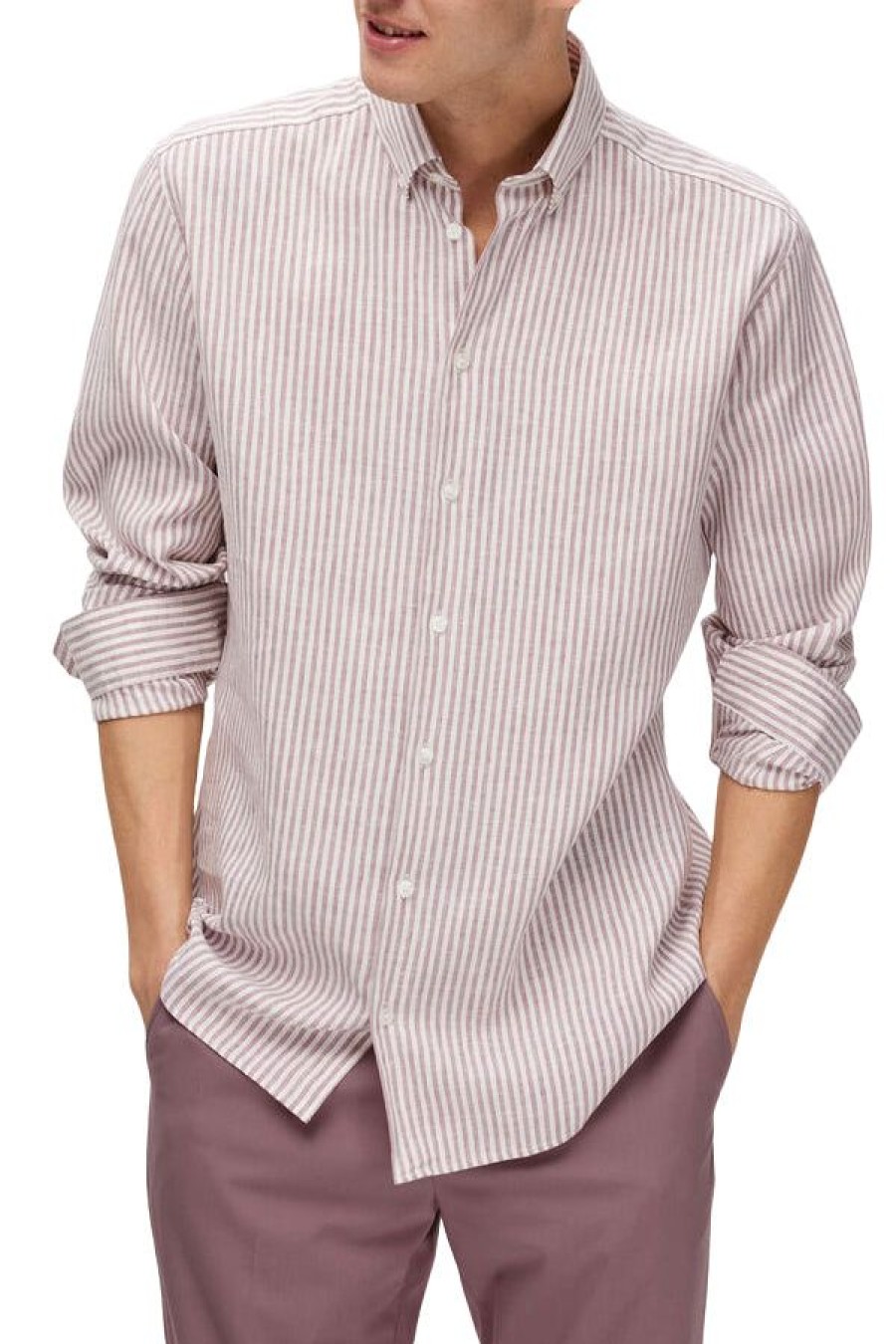 Abbigliamento SELECTED | Slhregpure-Linen Shirt Ls Button Down Wistful Mauve