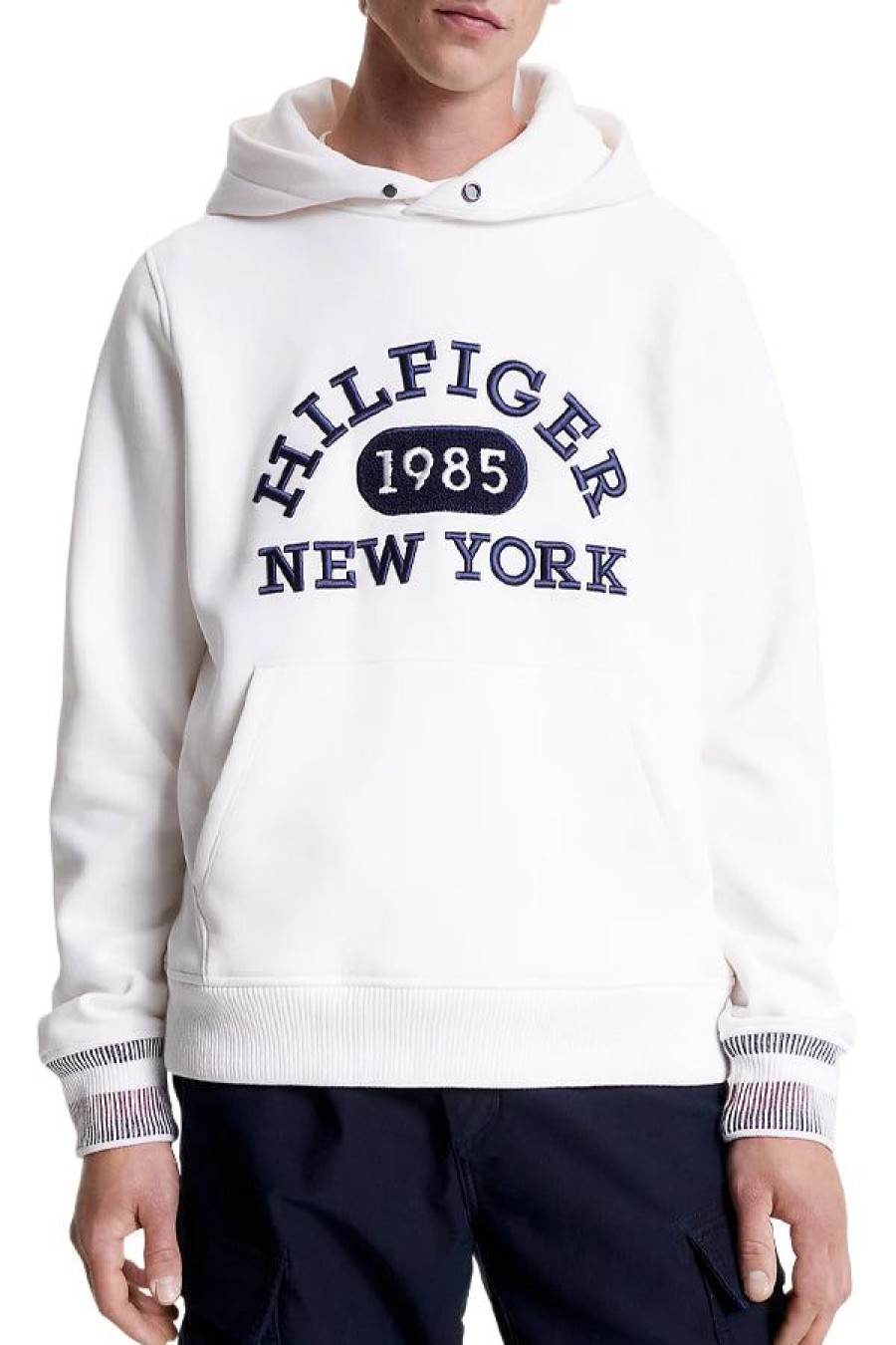 Abbigliamento TOMMY HILFIGER | Felpa Monotype Con Cappuccio E Logo Ancient White