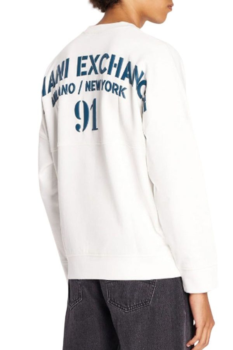 Abbigliamento ARMANI EXCHANGE | Felpa Con Cappuccio In Cotone French Terry Con Logo Off White/Legion Blu