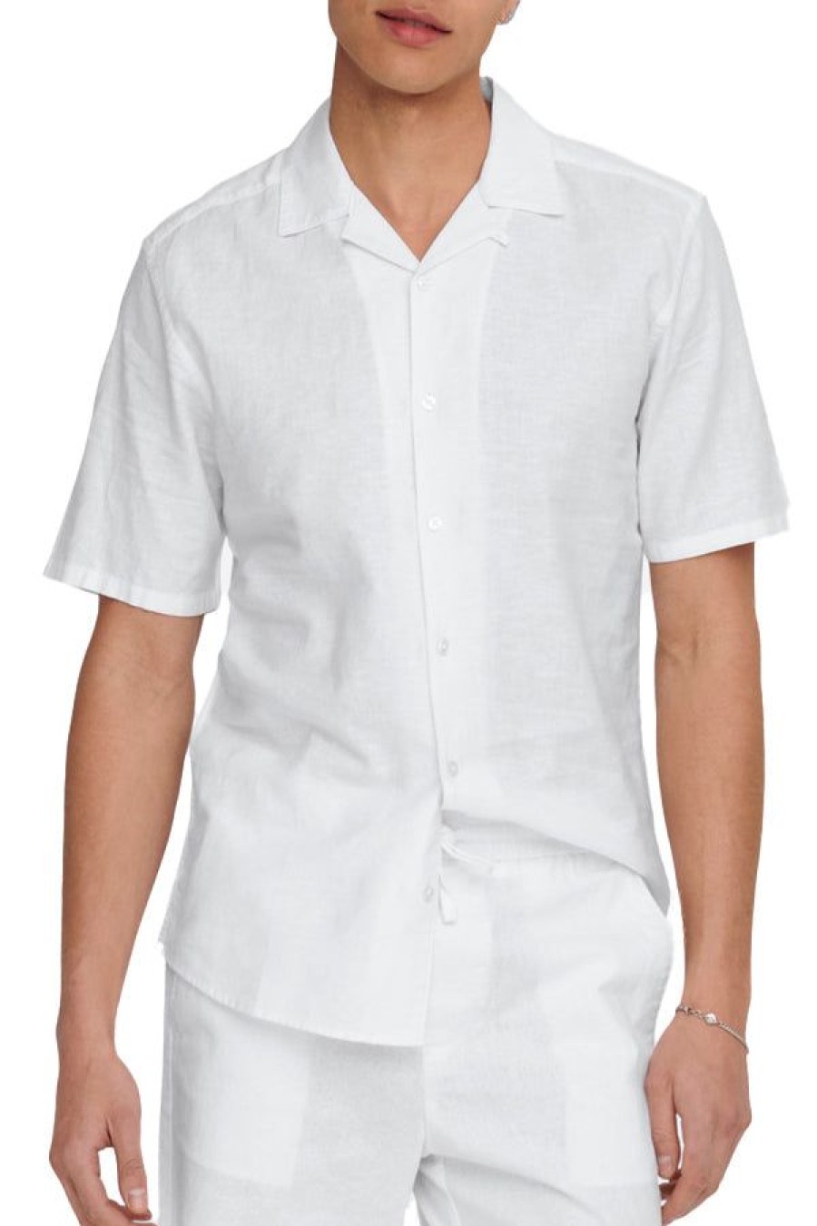 Abbigliamento ONLY & SONS | Onscaiden Ss Solid Resort Linen Shirt White