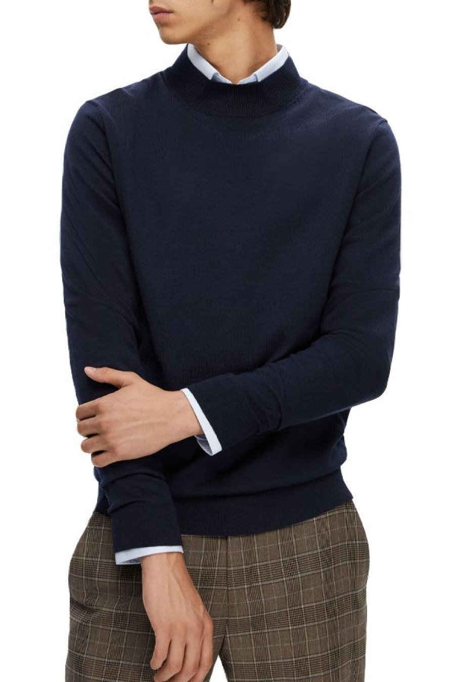 Abbigliamento SELECTED | Slhtown Merino Coolmax Knit Mock Navy Blazer