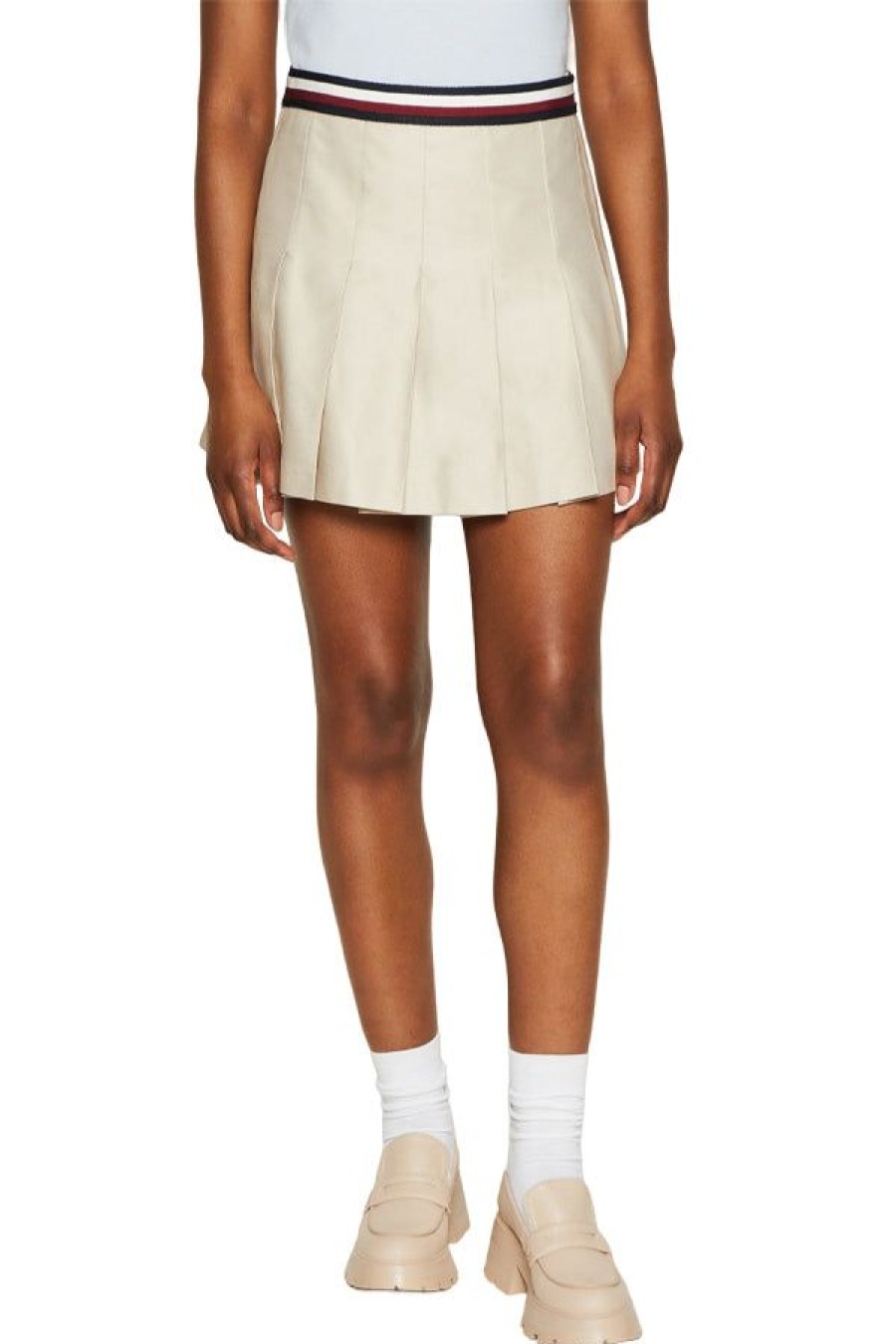 Abbigliamento TOMMY HILFIGER | Global Stp Pleated Short Skirt Classic Beige