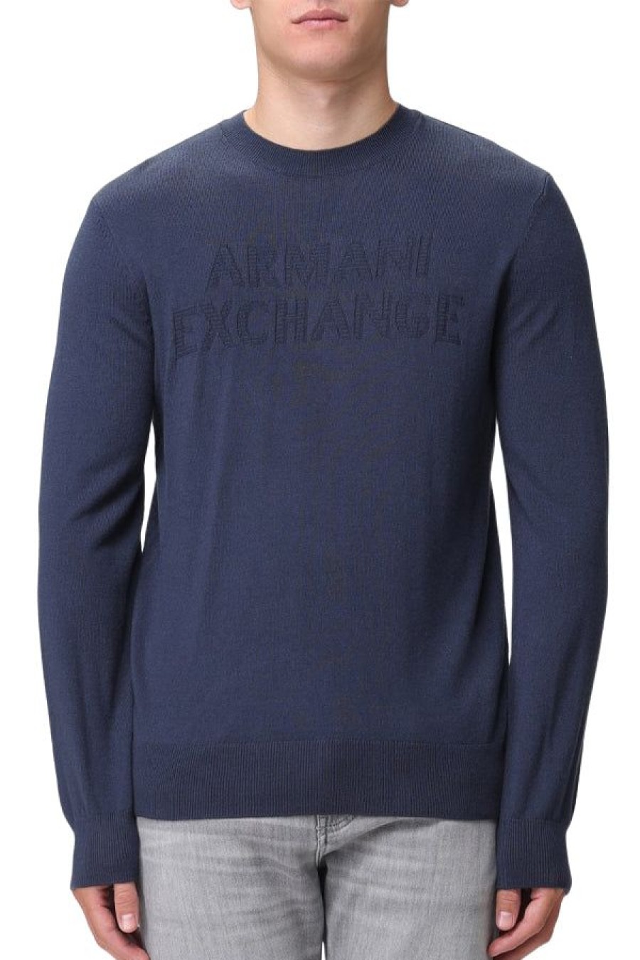 Abbigliamento ARMANI EXCHANGE | Maglione Girocollo In Misto Lana Navy Blazer