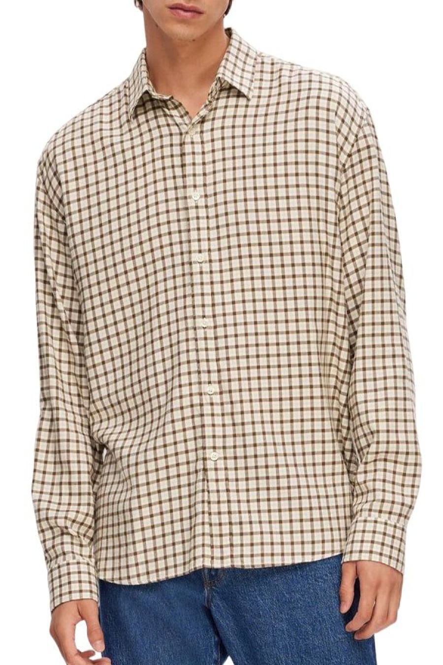 Abbigliamento SELECTED | Slhregowen-Mini Check Shirt Dark Earth