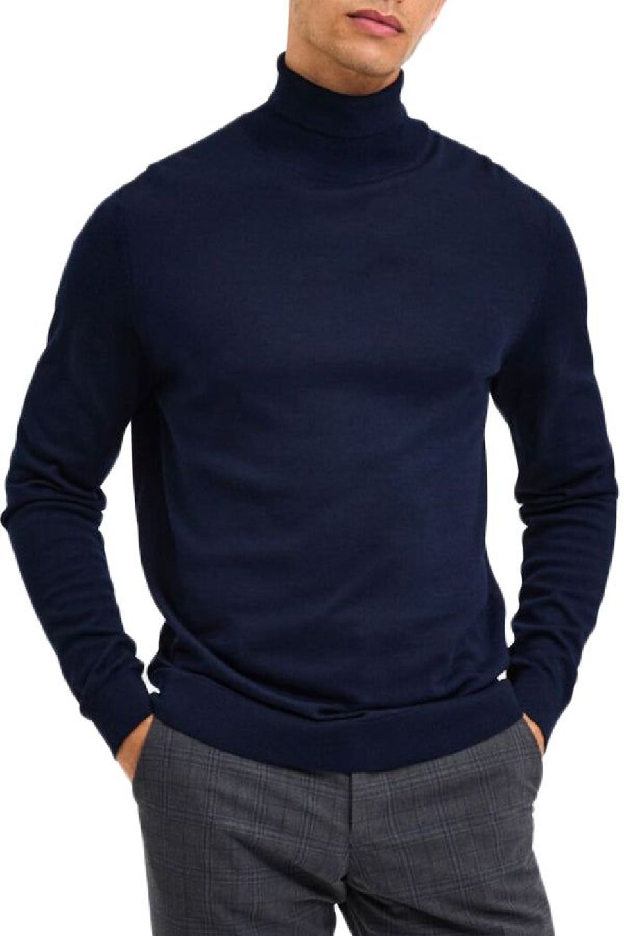 Abbigliamento SELECTED | Slhtown Merino Coolmax Knit Roll B Navy Blazer