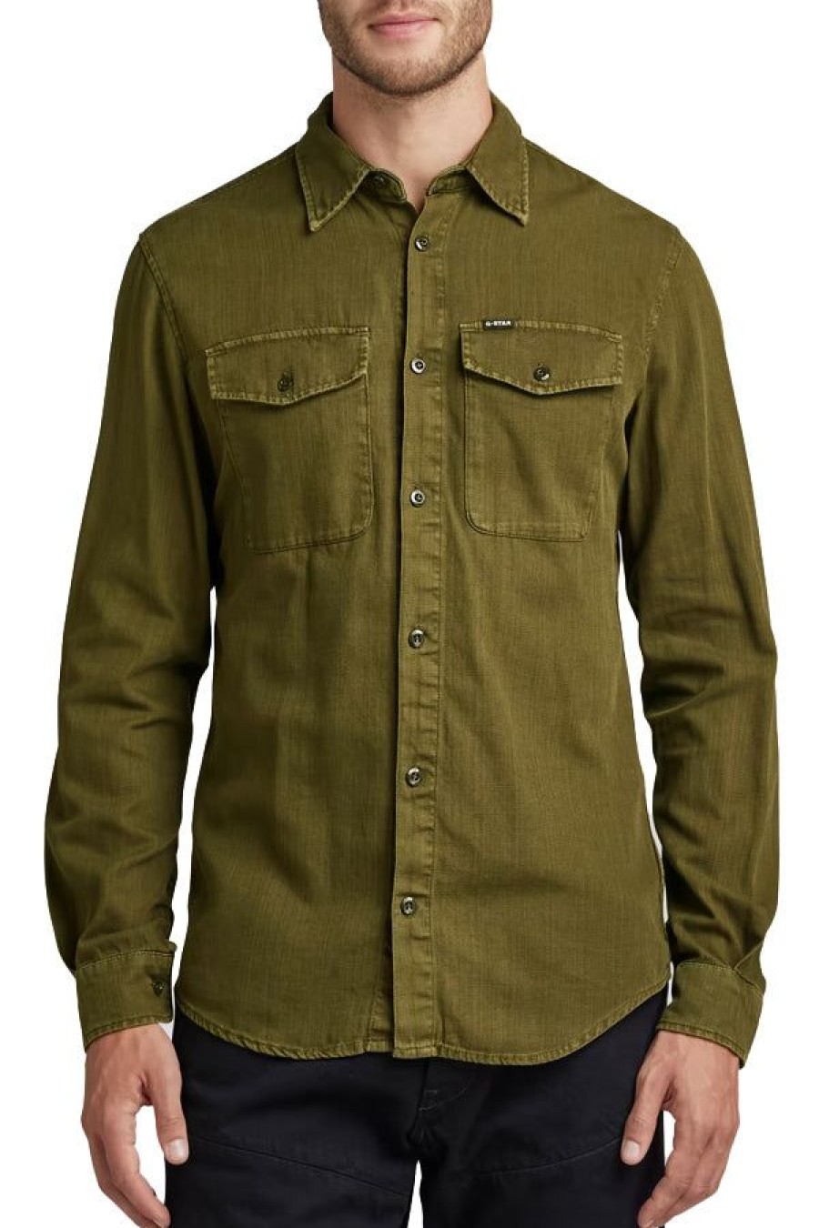 Abbigliamento G-STAR RAW | Marine Slim Shirt Ls Shadow Olive Gd