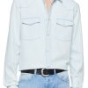 Abbigliamento DONDUP | Camicia Regular In Denim Fisso 7 Oz Blu