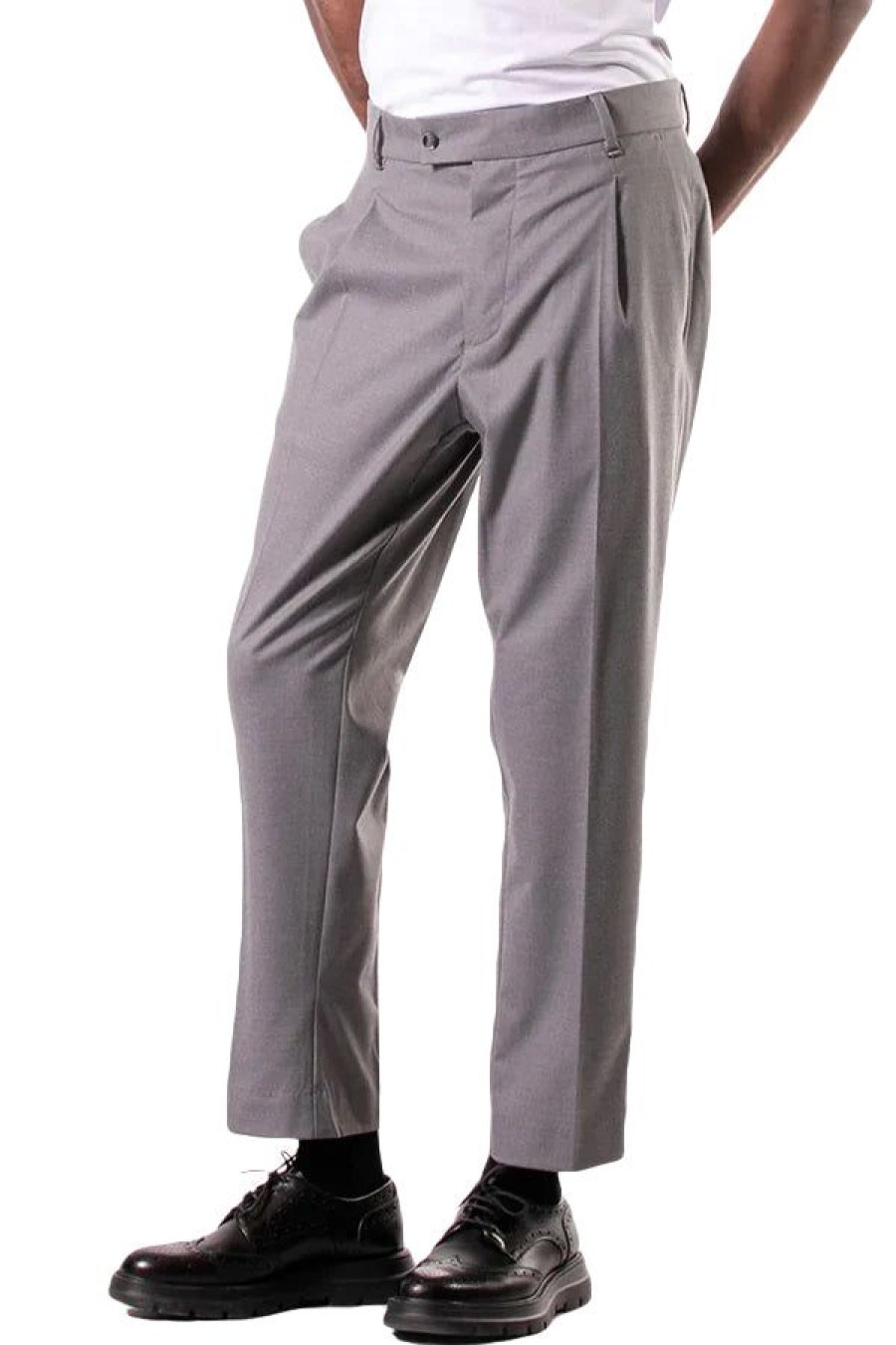 Abbigliamento I'M BRIAN | Pantalone Una Pince In Viscosa Grigio