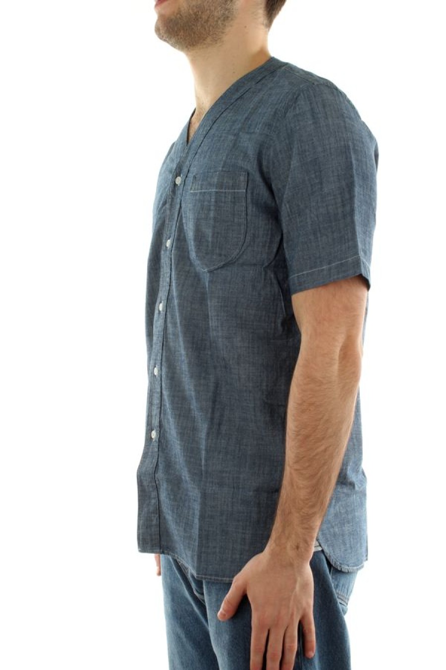 Abbigliamento UNIVERSAL WORKS | S/S V Neck Overshirt Indigo