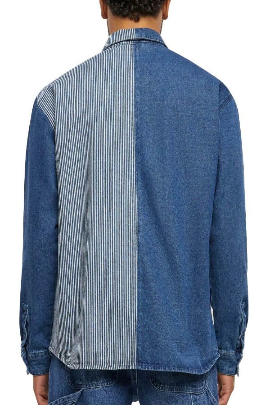 Abbigliamento KARL KANI | Chest Signature Stripe Block Denim Shirt Blue/White